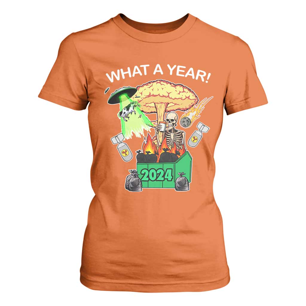 Funny Christmas What A Year Dumpster Fire T Shirt For Women TS09 Orange Print Your Wear