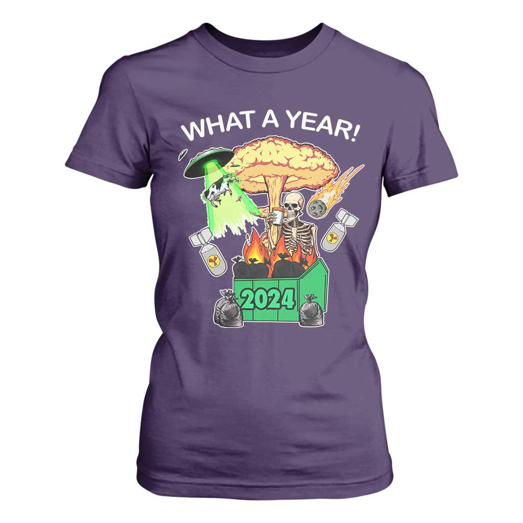 Funny Christmas What A Year Dumpster Fire T Shirt For Women TS09 Purple Print Your Wear