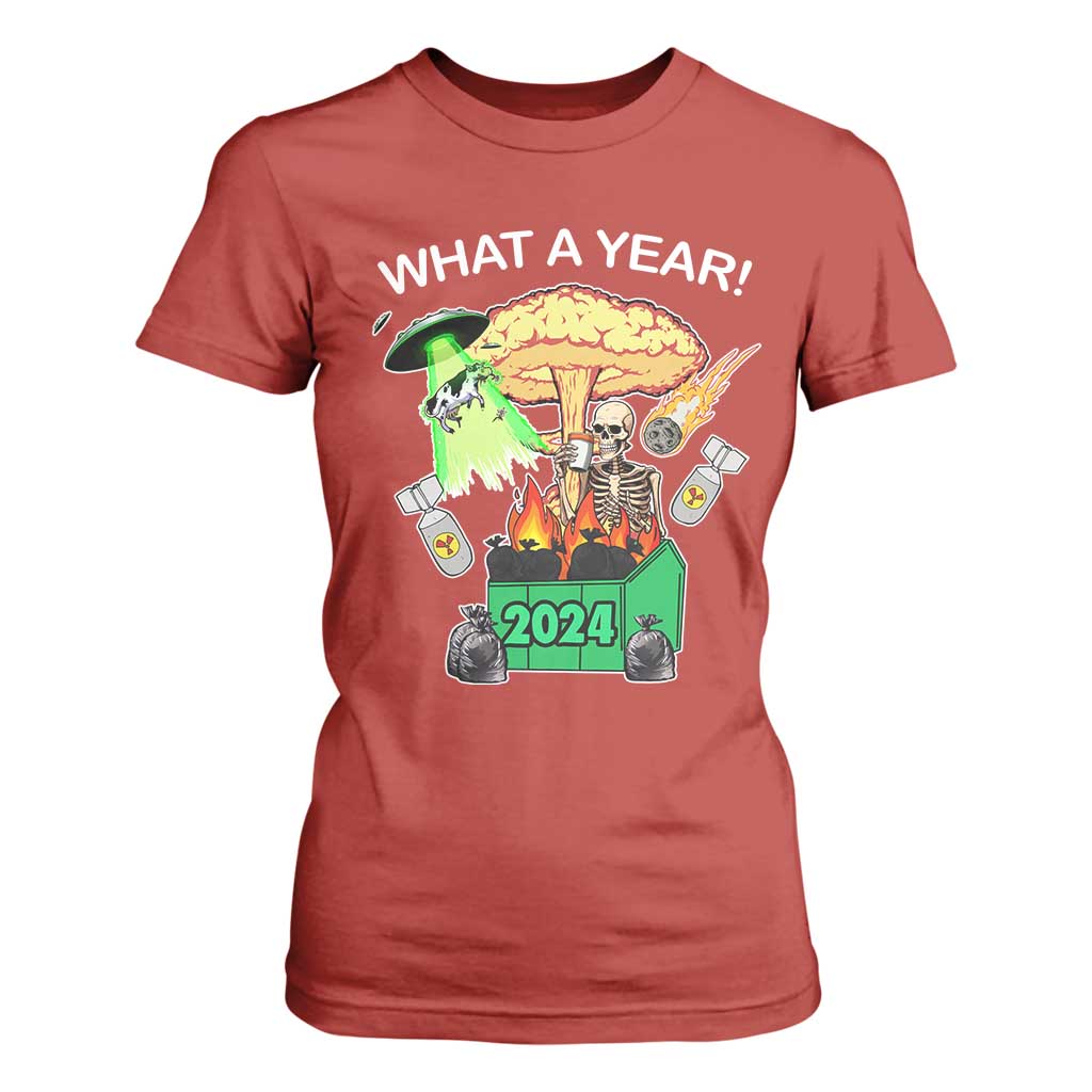 Funny Christmas What A Year Dumpster Fire T Shirt For Women TS09 Red Print Your Wear