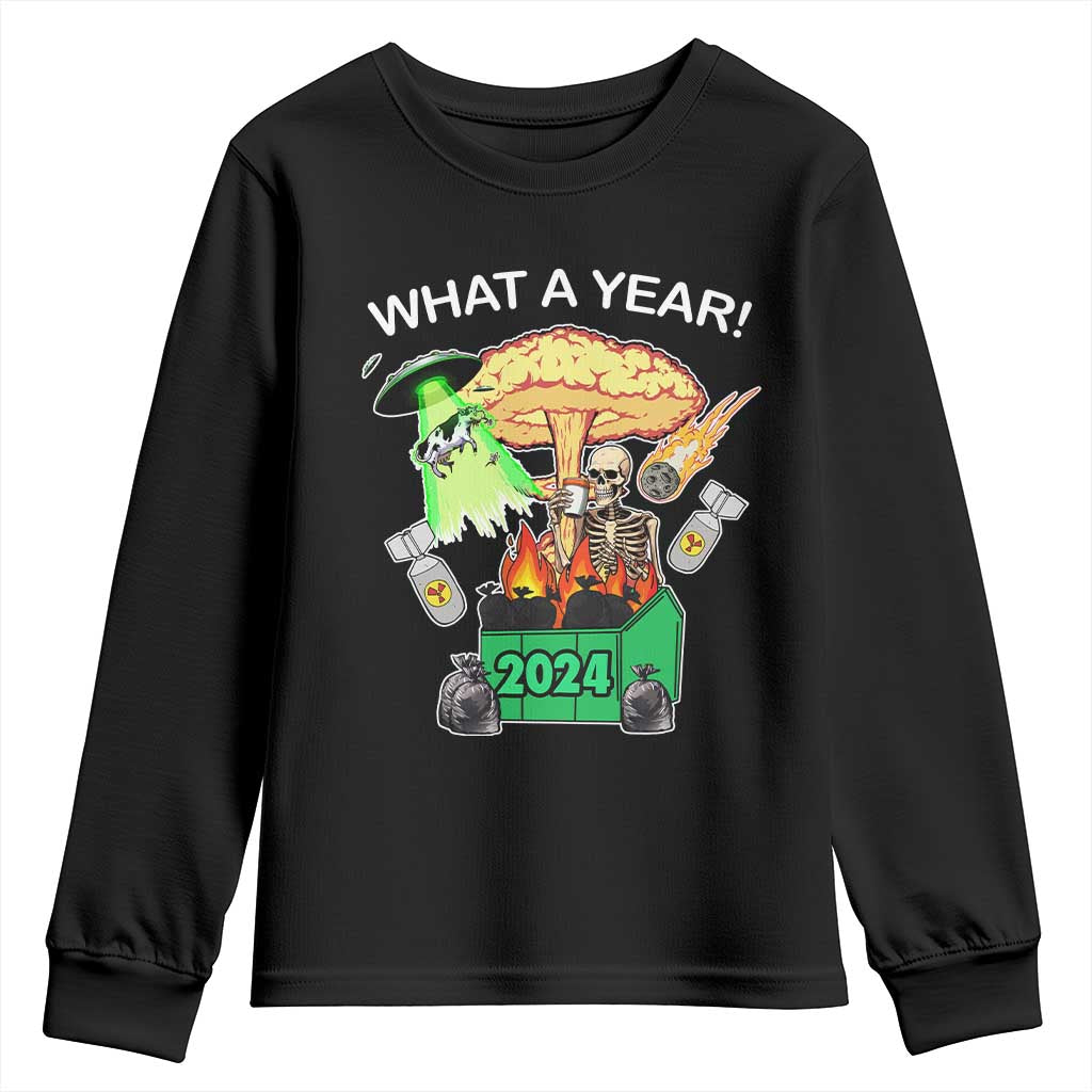Funny Christmas What A Year Dumpster Fire Youth Sweatshirt TS09 Black Print Your Wear