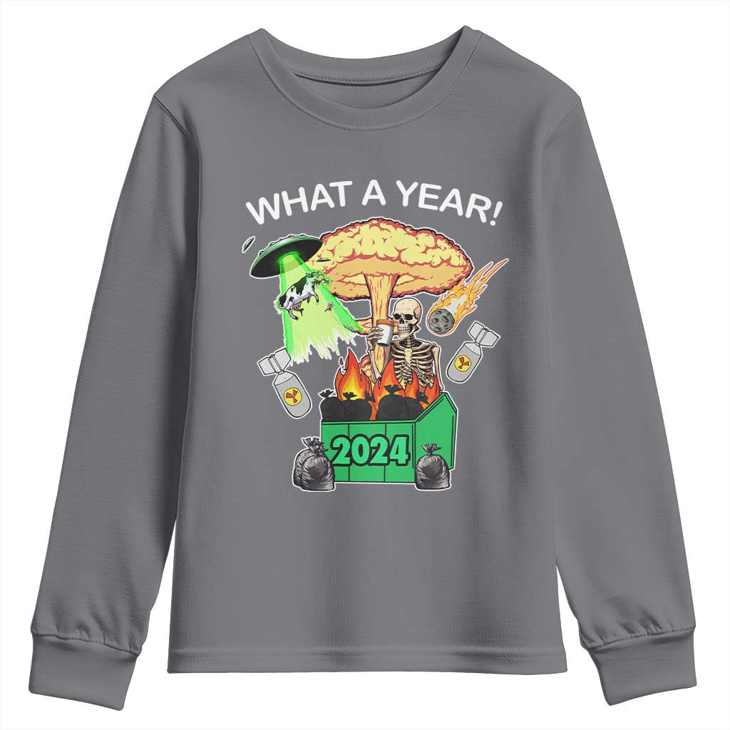 Funny Christmas What A Year Dumpster Fire Youth Sweatshirt TS09 Charcoal Print Your Wear