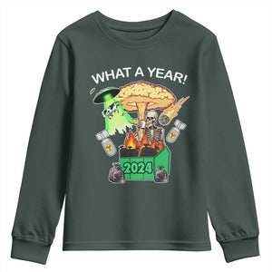 Funny Christmas What A Year Dumpster Fire Youth Sweatshirt TS09 Dark Forest Green Print Your Wear