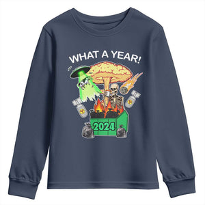 Funny Christmas What A Year Dumpster Fire Youth Sweatshirt TS09 Navy Print Your Wear