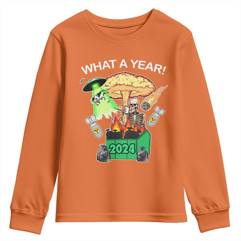 Funny Christmas What A Year Dumpster Fire Youth Sweatshirt TS09 Orange Print Your Wear