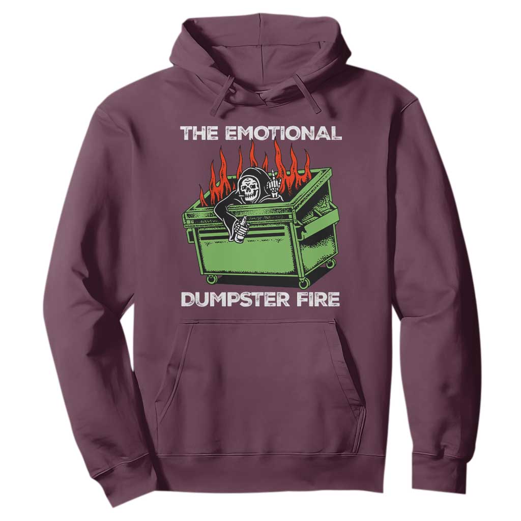 Funny Emotional Dumpster Fire Skeleton Hoodie TS09 Maroon Print Your Wear