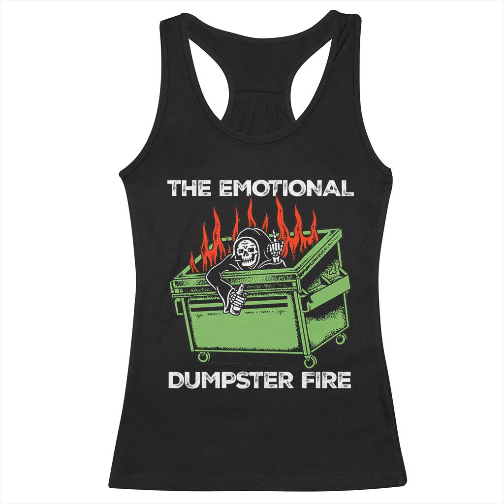 Funny Emotional Dumpster Fire Skeleton Racerback Tank Top TS09 Black Print Your Wear