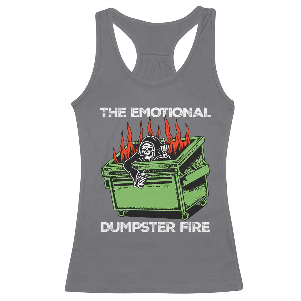 Funny Emotional Dumpster Fire Skeleton Racerback Tank Top TS09 Charcoal Print Your Wear