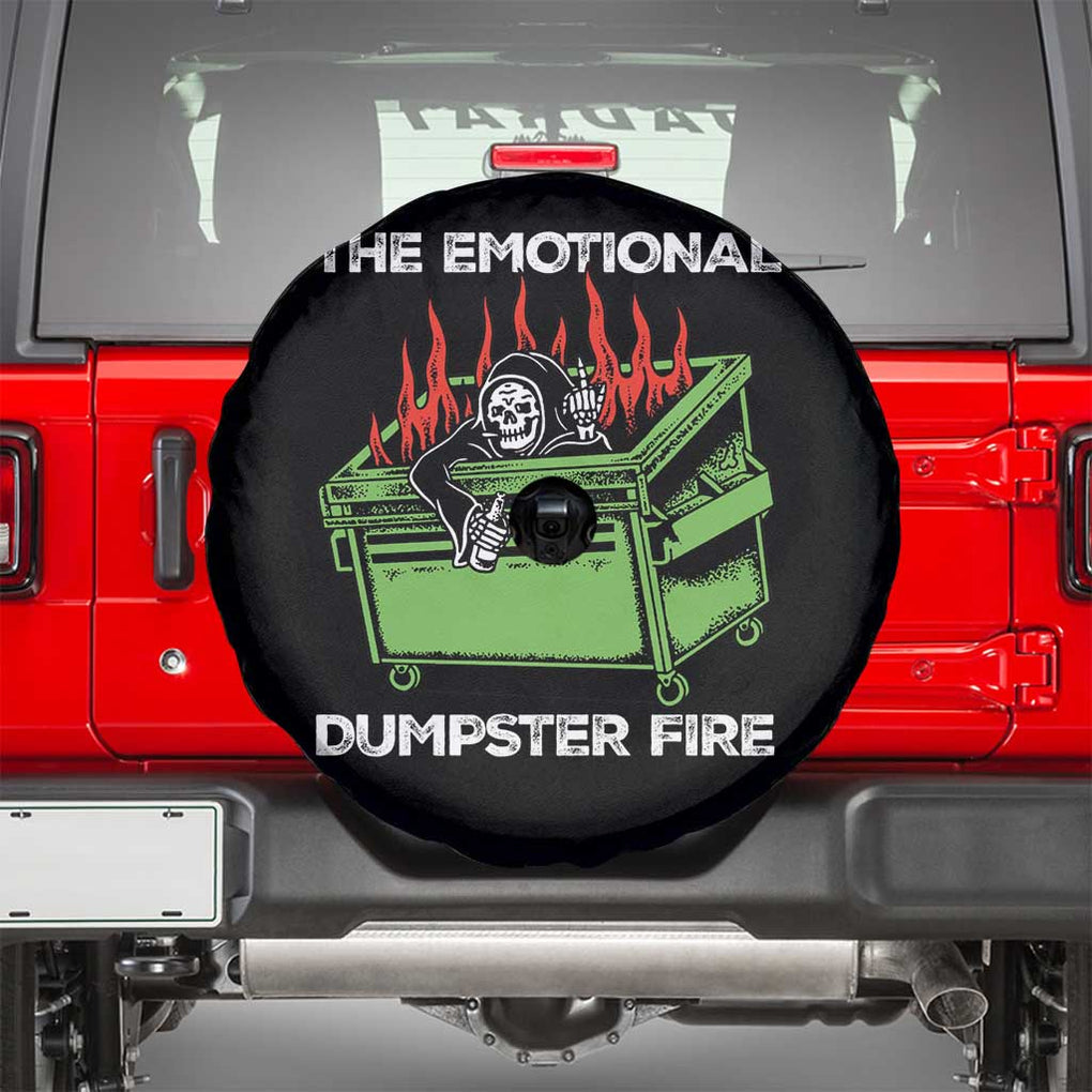 Funny Emotional Dumpster Fire Skeleton Spare Tire Cover TS09 Black Print Your Wear