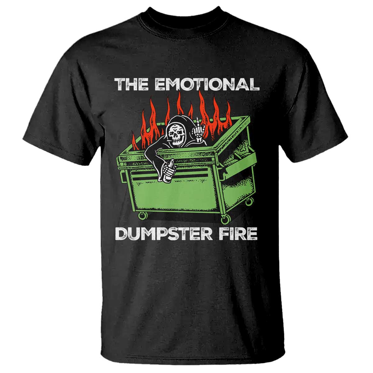 Funny Emotional Dumpster Fire Skeleton T Shirt TS09 Black Print Your Wear