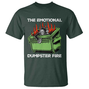 Funny Emotional Dumpster Fire Skeleton T Shirt TS09 Dark Forest Green Print Your Wear