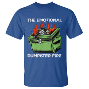 Funny Emotional Dumpster Fire Skeleton T Shirt TS09 Royal Blue Print Your Wear