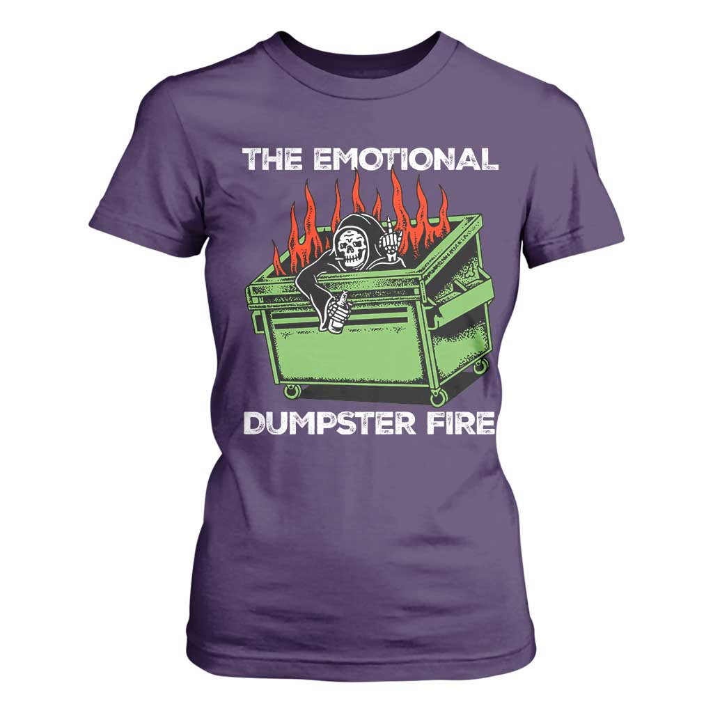 Funny Emotional Dumpster Fire Skeleton T Shirt For Women TS09 Purple Print Your Wear