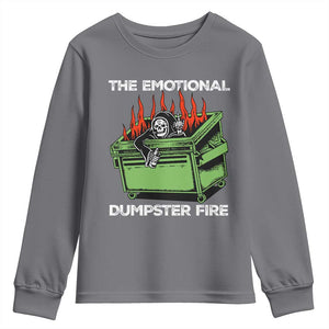 Funny Emotional Dumpster Fire Skeleton Youth Sweatshirt TS09 Charcoal Print Your Wear