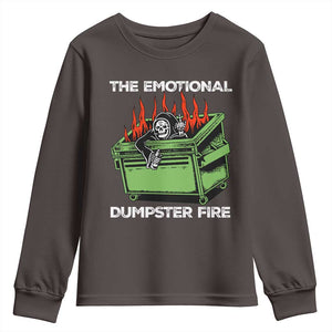 Funny Emotional Dumpster Fire Skeleton Youth Sweatshirt TS09 Dark Chocolate Print Your Wear