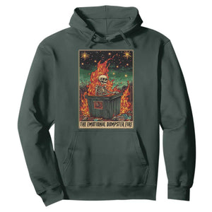 Emotional Dumpster Fire Skeleton Tarot Card Hoodie TS09 Dark Forest Green Print Your Wear