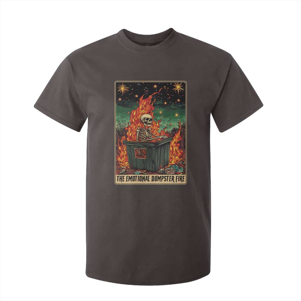 Emotional Dumpster Fire Skeleton Tarot Card T Shirt For Kid TS09 Dark Chocolate Print Your Wear
