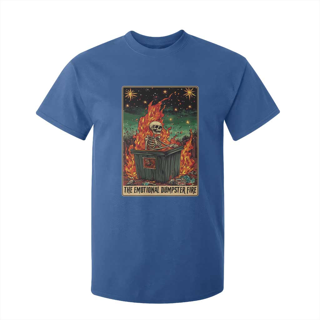 Emotional Dumpster Fire Skeleton Tarot Card T Shirt For Kid TS09 Royal Blue Print Your Wear