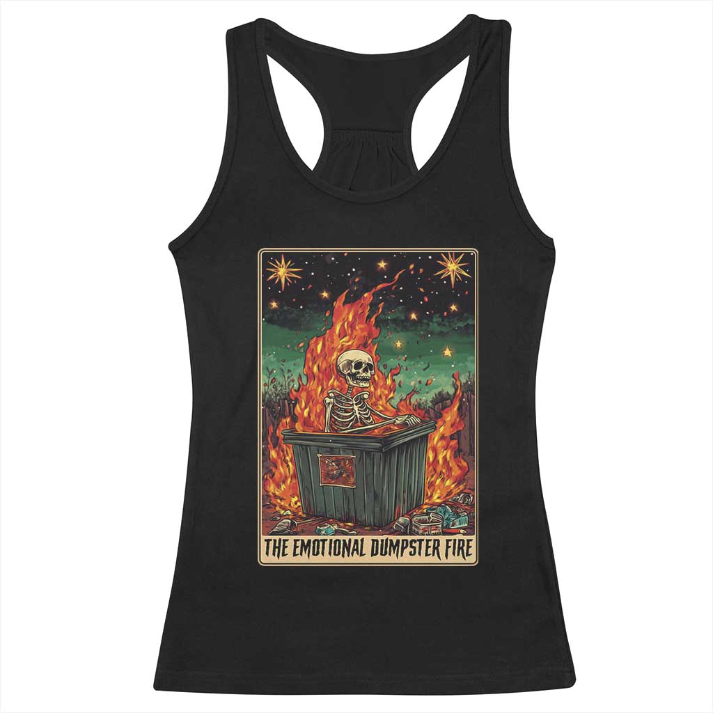 Emotional Dumpster Fire Skeleton Tarot Card Racerback Tank Top TS09 Black Print Your Wear