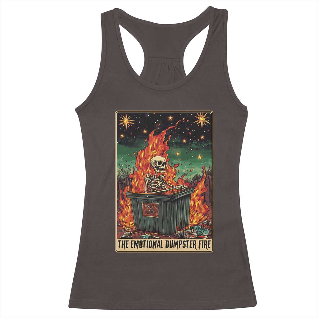 Emotional Dumpster Fire Skeleton Tarot Card Racerback Tank Top TS09 Dark Chocolate Print Your Wear