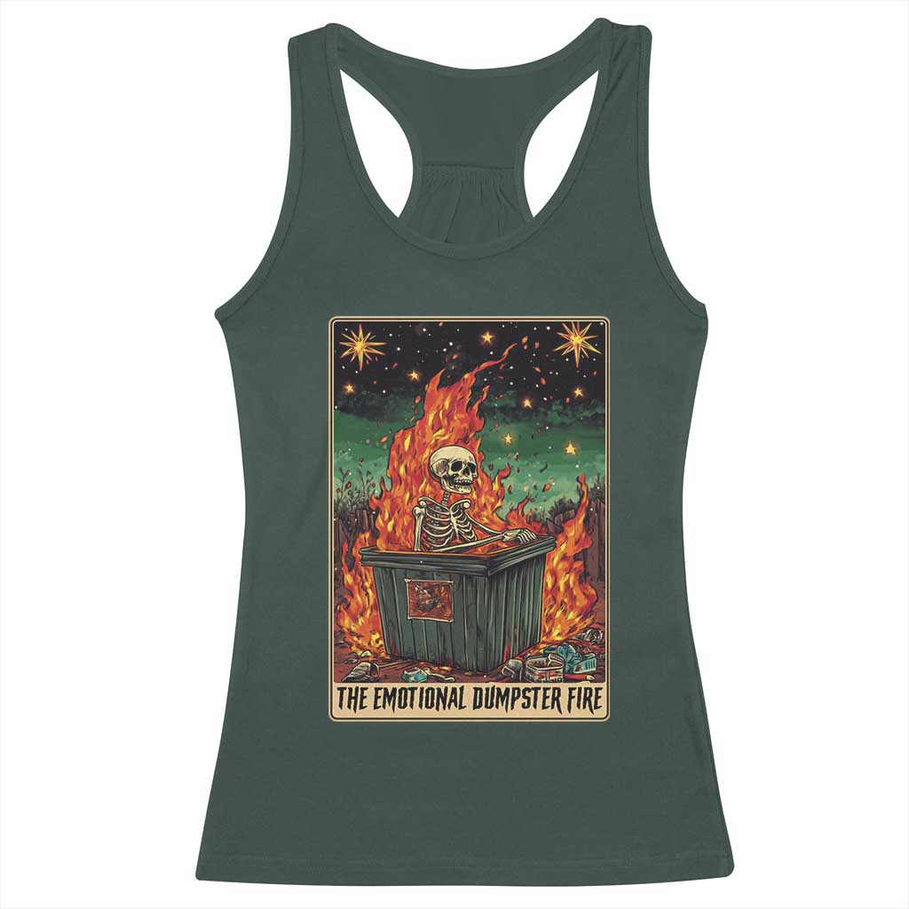 Emotional Dumpster Fire Skeleton Tarot Card Racerback Tank Top TS09 Dark Forest Green Print Your Wear