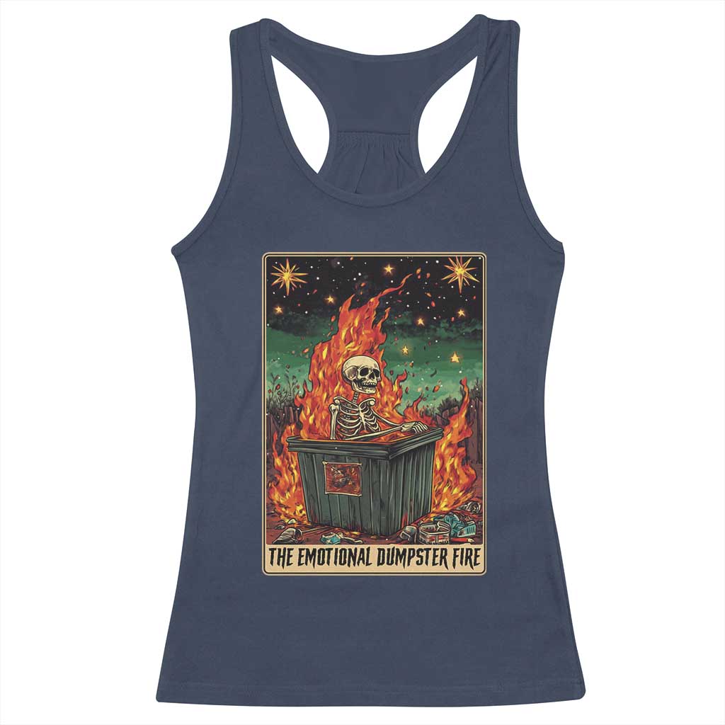 Emotional Dumpster Fire Skeleton Tarot Card Racerback Tank Top TS09 Navy Print Your Wear