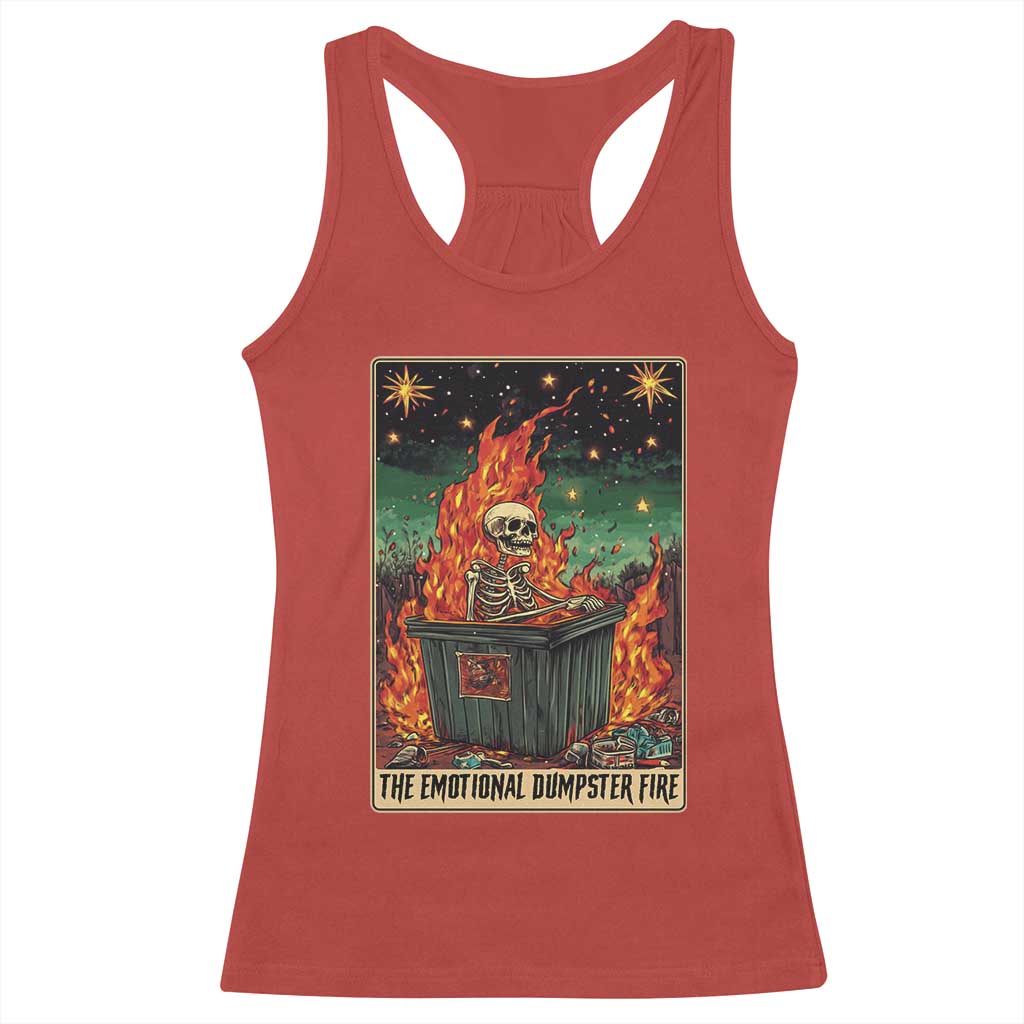 Emotional Dumpster Fire Skeleton Tarot Card Racerback Tank Top TS09 Red Print Your Wear