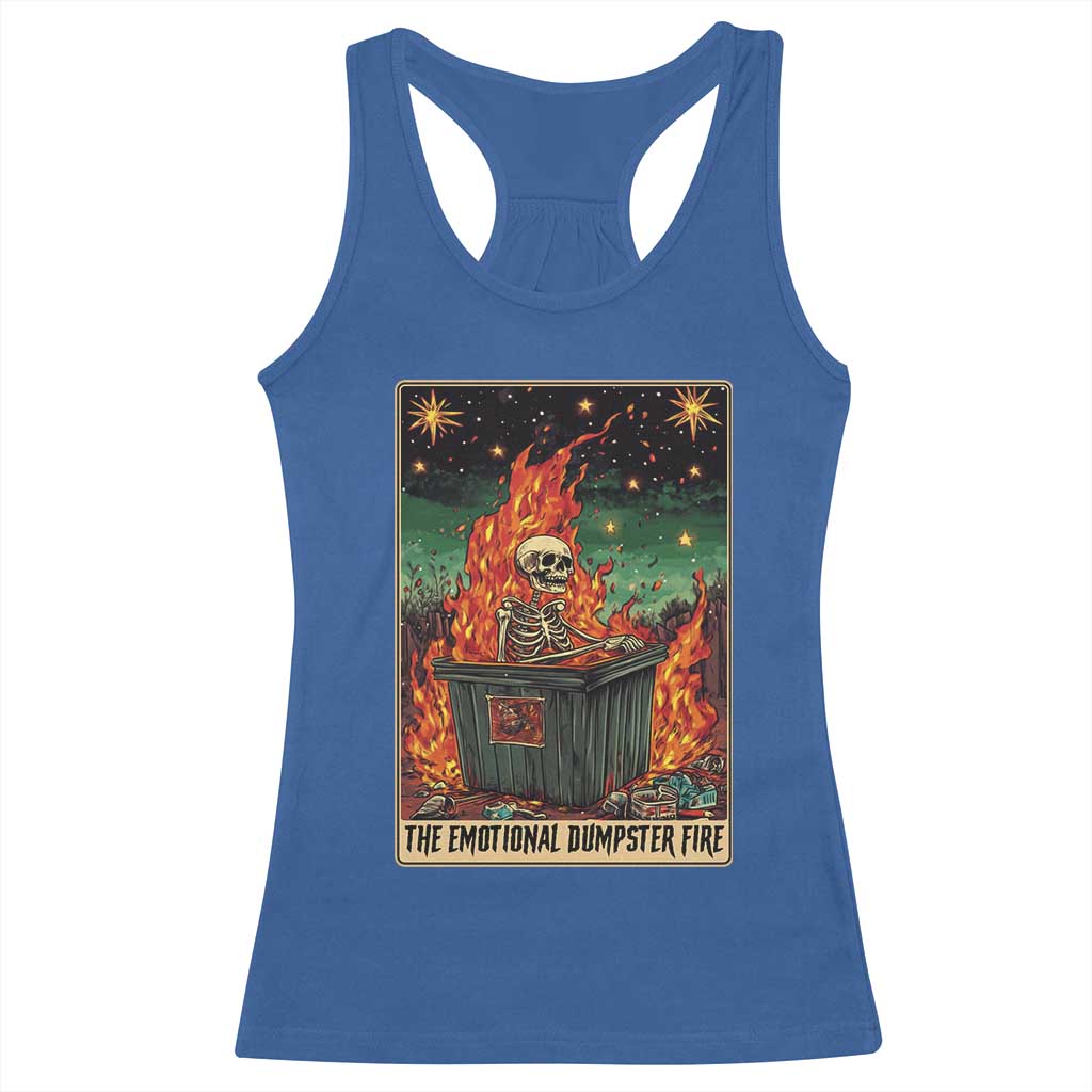 Emotional Dumpster Fire Skeleton Tarot Card Racerback Tank Top TS09 Royal Blue Print Your Wear