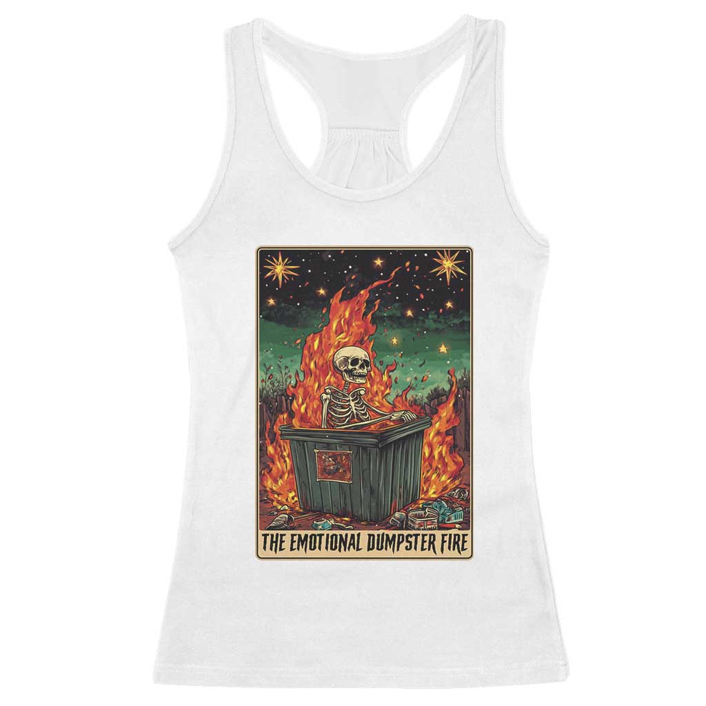 Emotional Dumpster Fire Skeleton Tarot Card Racerback Tank Top TS09 White Print Your Wear
