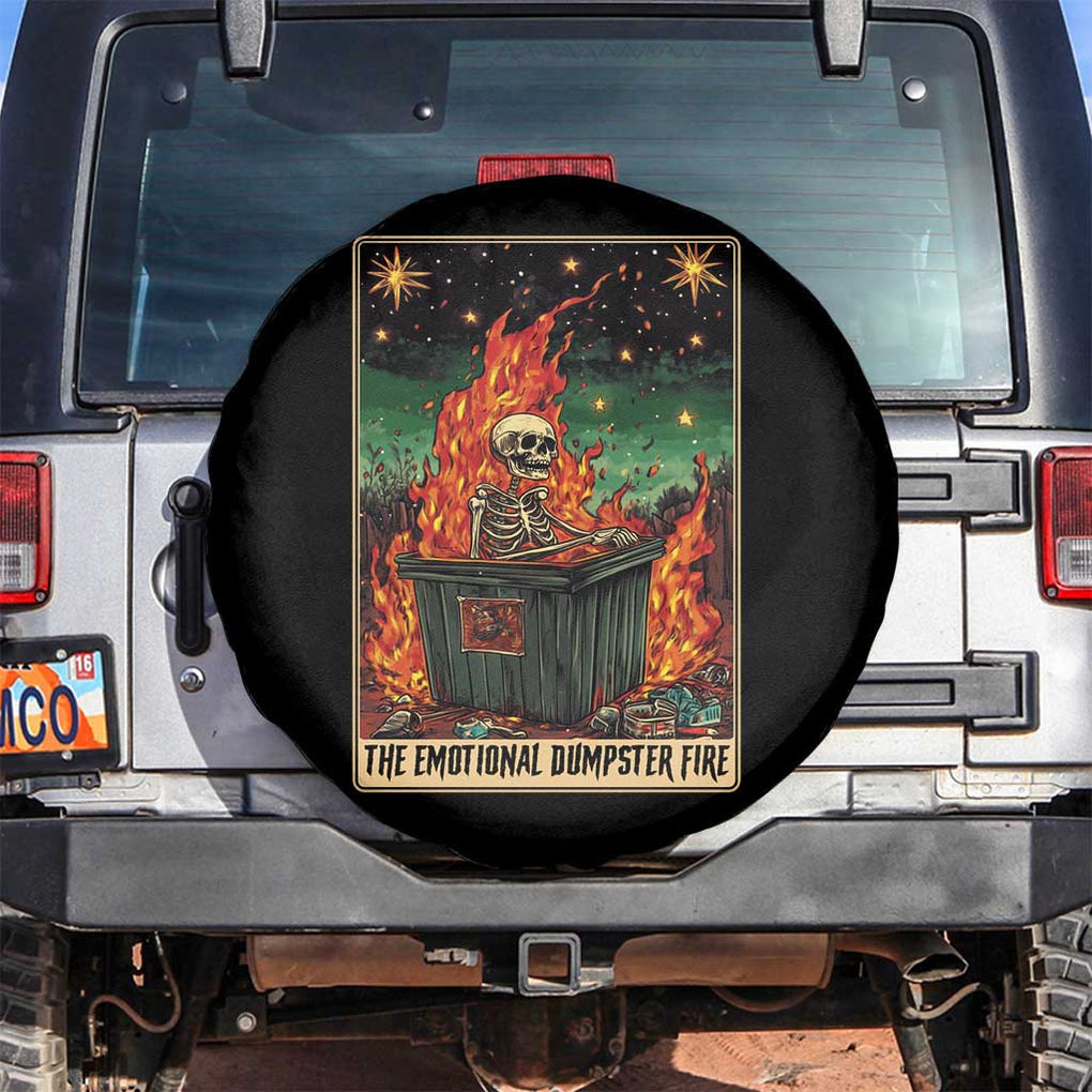 Emotional Dumpster Fire Skeleton Tarot Card Spare Tire Cover TS09 No hole Black Print Your Wear