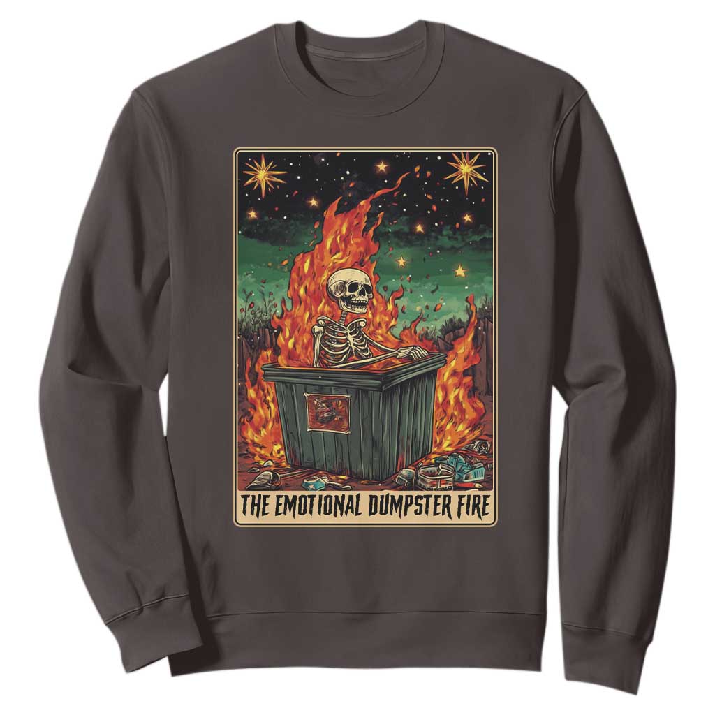 Emotional Dumpster Fire Skeleton Tarot Card Sweatshirt TS09 Dark Chocolate Print Your Wear