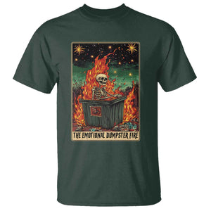 Emotional Dumpster Fire Skeleton Tarot Card T Shirt TS09 Dark Forest Green Print Your Wear