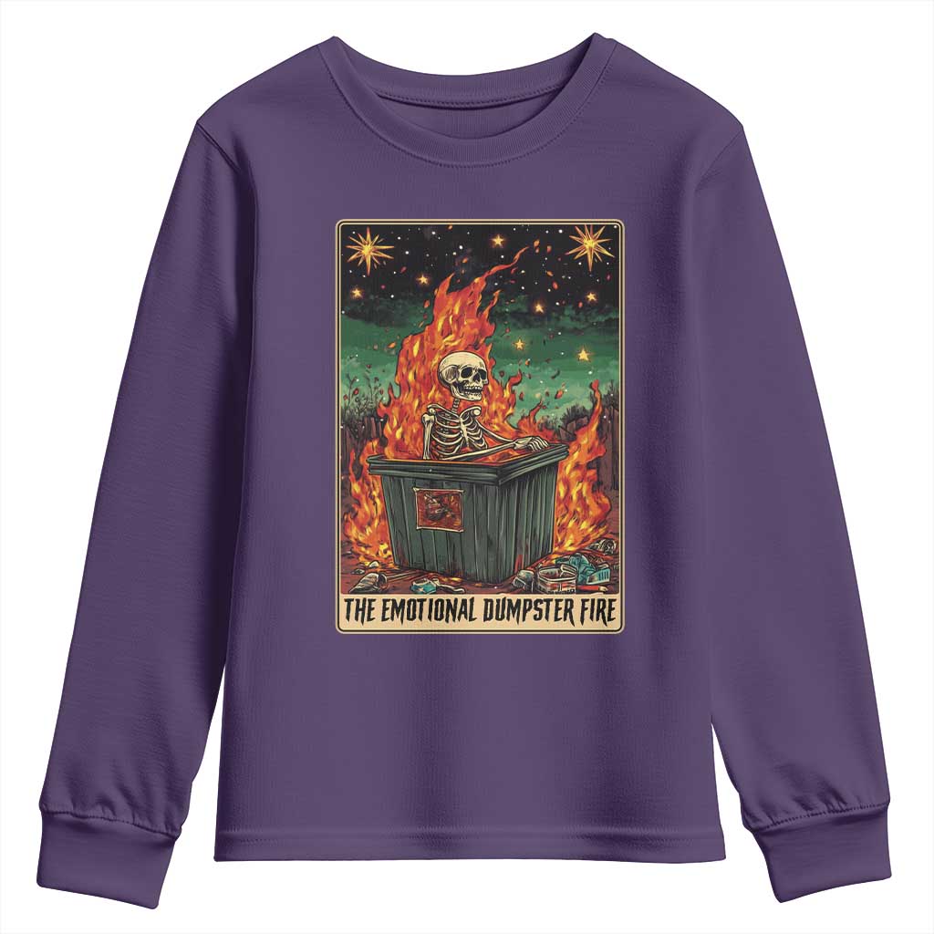 Emotional Dumpster Fire Skeleton Tarot Card Youth Sweatshirt TS09 Purple Print Your Wear
