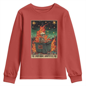 Emotional Dumpster Fire Skeleton Tarot Card Youth Sweatshirt TS09 Red Print Your Wear