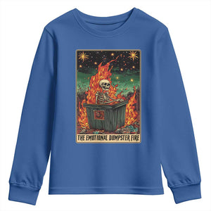 Emotional Dumpster Fire Skeleton Tarot Card Youth Sweatshirt TS09 Royal Blue Print Your Wear