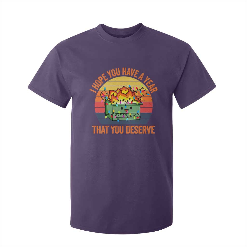Funny Christmas Dumpster Fire T Shirt For Kid I Hope You Have The Year That You Deserve TS09 Purple Print Your Wear
