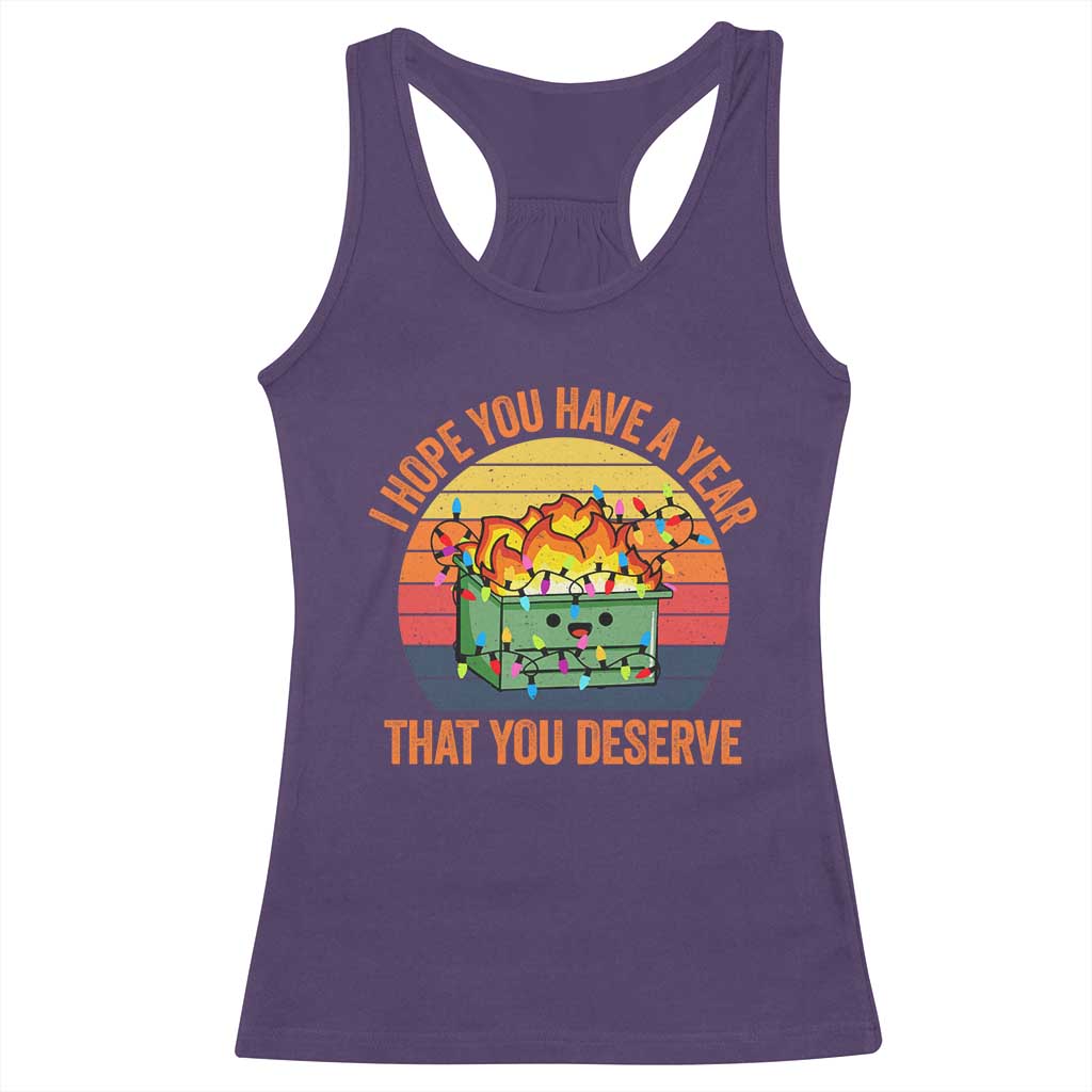 Funny Christmas Dumpster Fire Racerback Tank Top I Hope You Have The Year That You Deserve TS09 Purple Print Your Wear