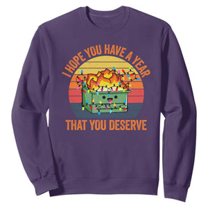 Funny Christmas Dumpster Fire Sweatshirt I Hope You Have The Year That You Deserve TS09 Purple Print Your Wear