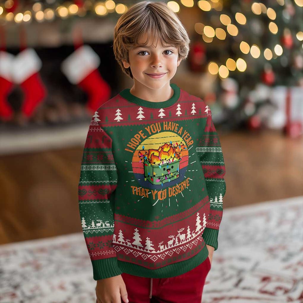 Funny Xmas Dumpster Fire Ugly Christmas Sweater I Hope You Have The Year That You Deserve TS09 Christmas Print Your Wear