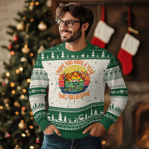 Funny Xmas Dumpster Fire Ugly Christmas Sweater I Hope You Have The Year That You Deserve TS09 Green Print Your Wear