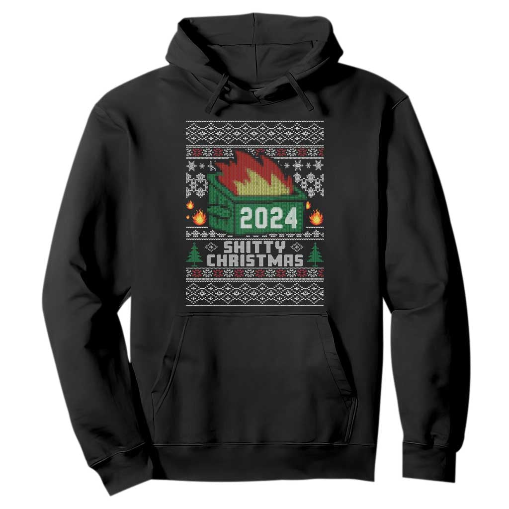 Funny Shitty Christmas 2024 Dumpster Fire Hoodie TS09 Black Print Your Wear