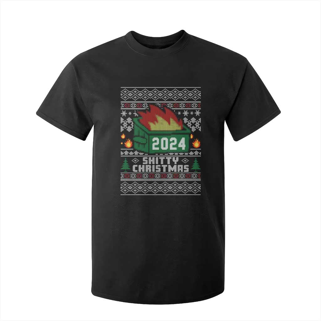 Funny Shitty Christmas 2024 Dumpster Fire T Shirt For Kid TS09 Black Print Your Wear