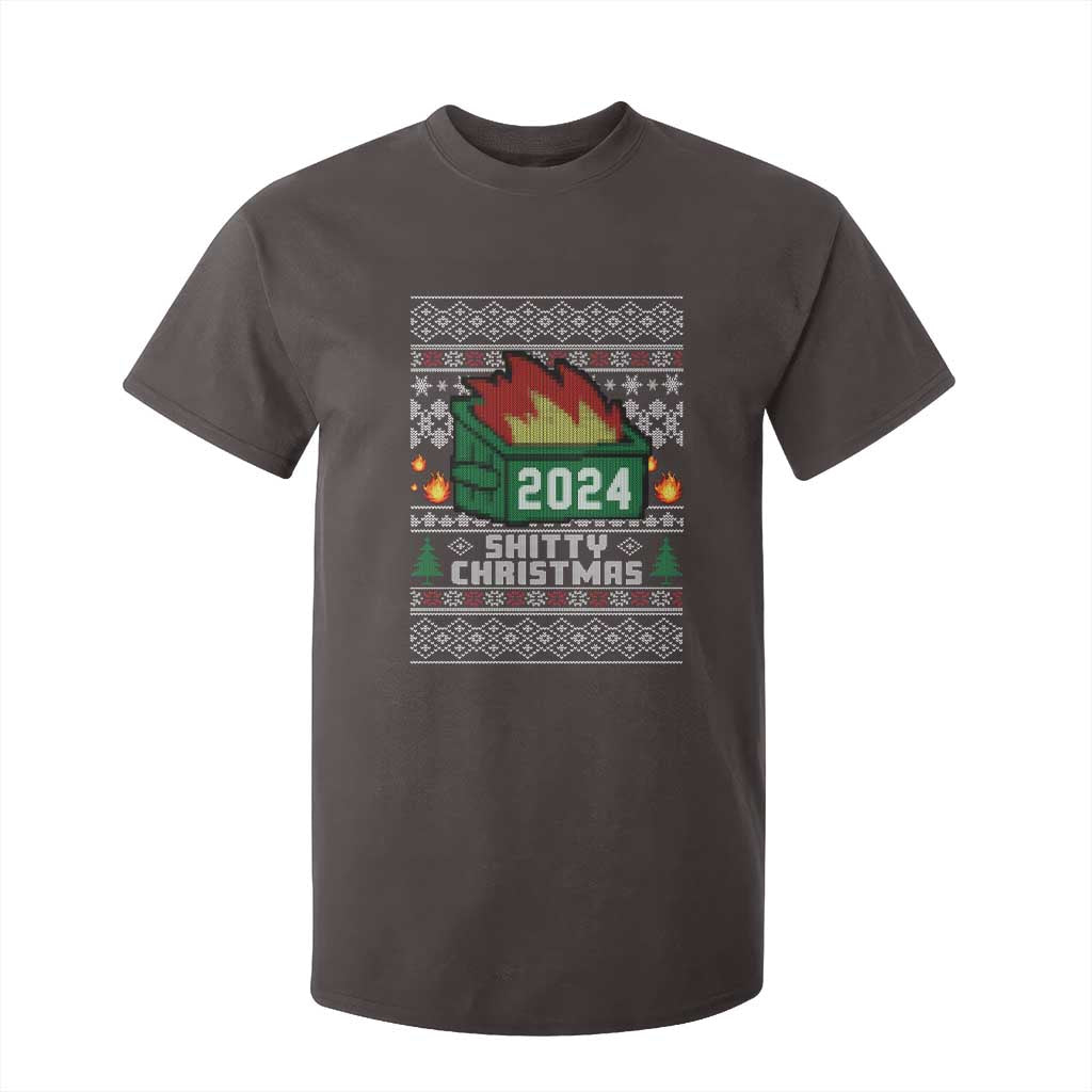 Funny Shitty Christmas 2024 Dumpster Fire T Shirt For Kid TS09 Dark Chocolate Print Your Wear