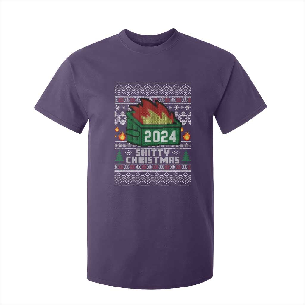 Funny Shitty Christmas 2024 Dumpster Fire T Shirt For Kid TS09 Purple Print Your Wear