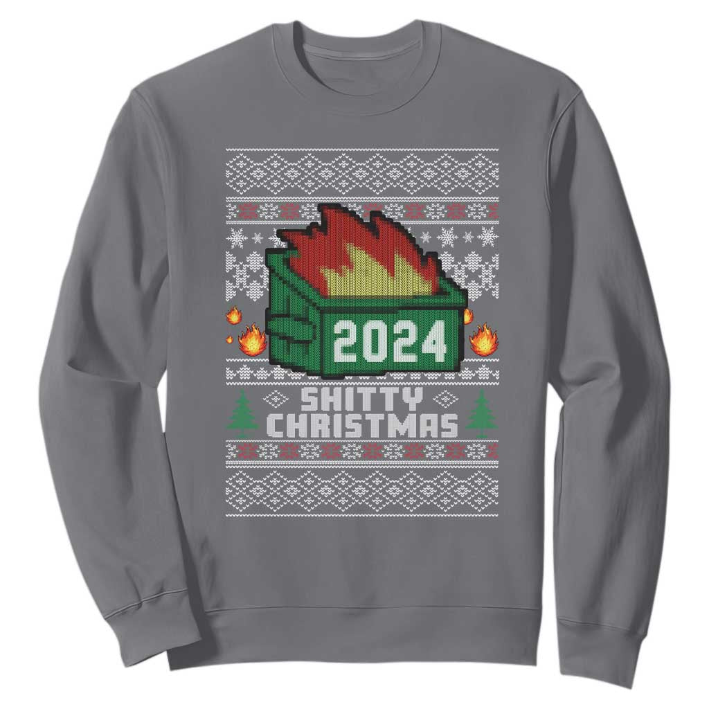 Funny Shitty Christmas 2024 Dumpster Fire Sweatshirt TS09 Charcoal Print Your Wear