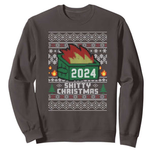 Funny Shitty Christmas 2024 Dumpster Fire Sweatshirt TS09 Dark Chocolate Print Your Wear