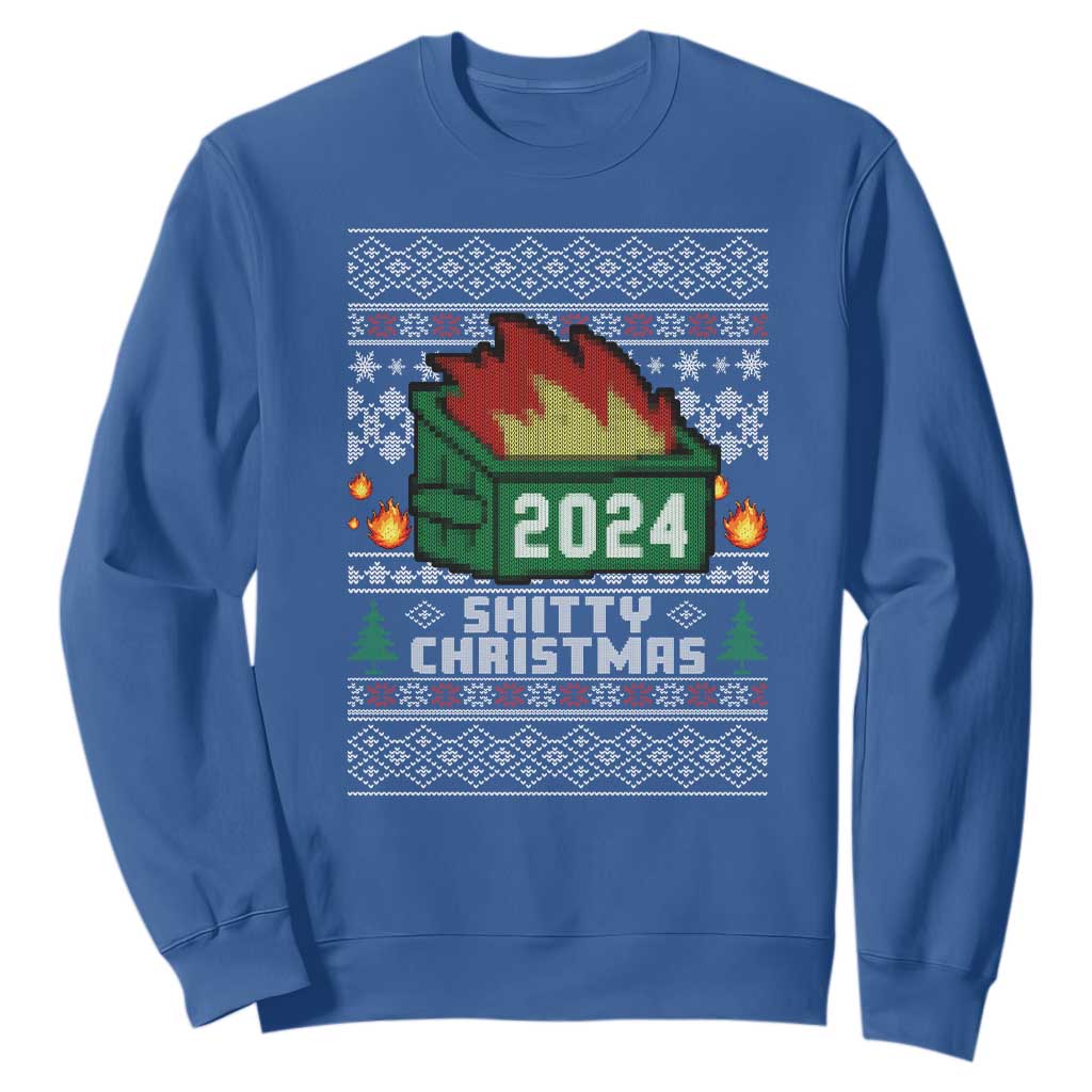 Funny Shitty Christmas 2024 Dumpster Fire Sweatshirt TS09 Royal Blue Print Your Wear