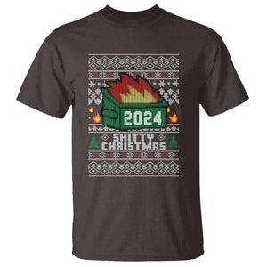 Funny Shitty Christmas 2024 Dumpster Fire T Shirt TS09 Dark Chocolate Print Your Wear