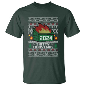 Funny Shitty Christmas 2024 Dumpster Fire T Shirt TS09 Dark Forest Green Print Your Wear