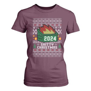 Funny Shitty Christmas 2024 Dumpster Fire T Shirt For Women TS09 Maroon Print Your Wear