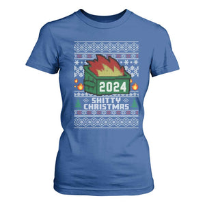 Funny Shitty Christmas 2024 Dumpster Fire T Shirt For Women TS09 Royal Blue Print Your Wear